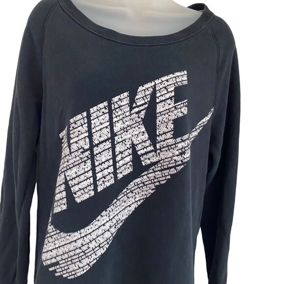 Nike XS Rally BF Sweatshirt Crewneck Black Logo Gray Oversized - Picture 8 of 10